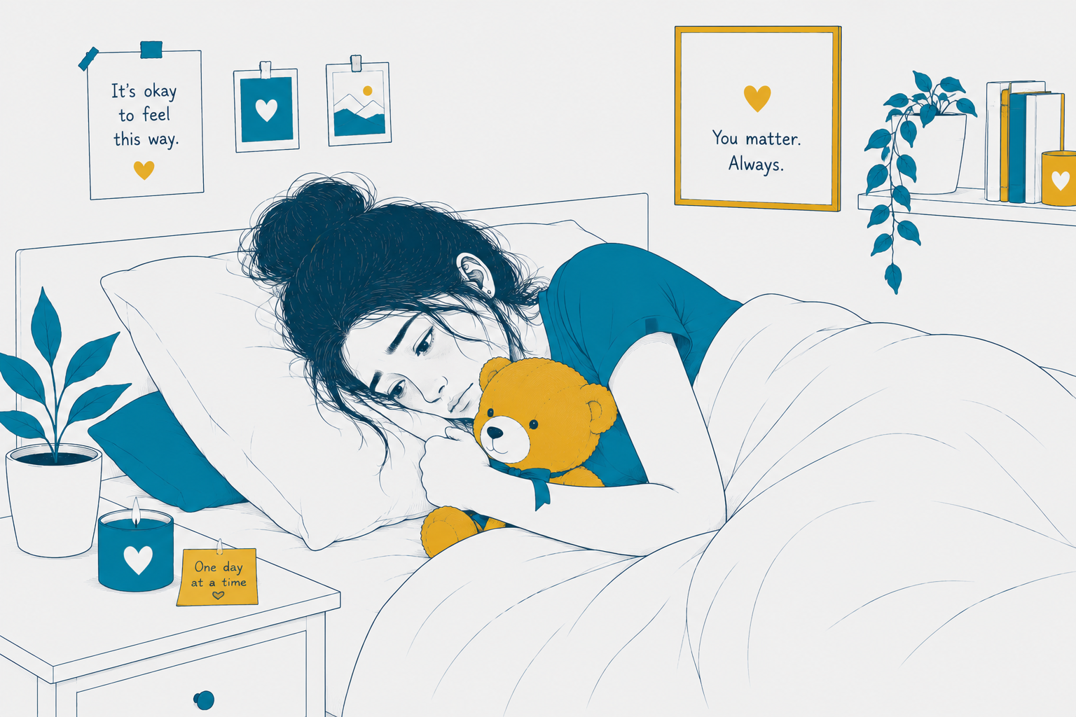 Teenage Girl Laying On Bed Looking Sad Missing Someone She Loved
