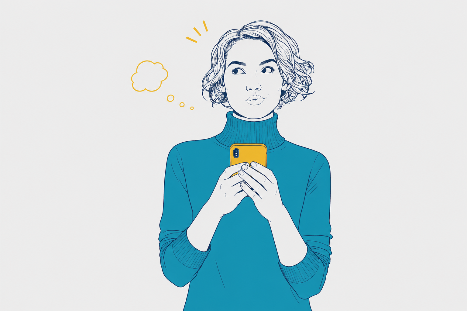 Young Woman Looking At Phone Tempted To Break No Contact Rule