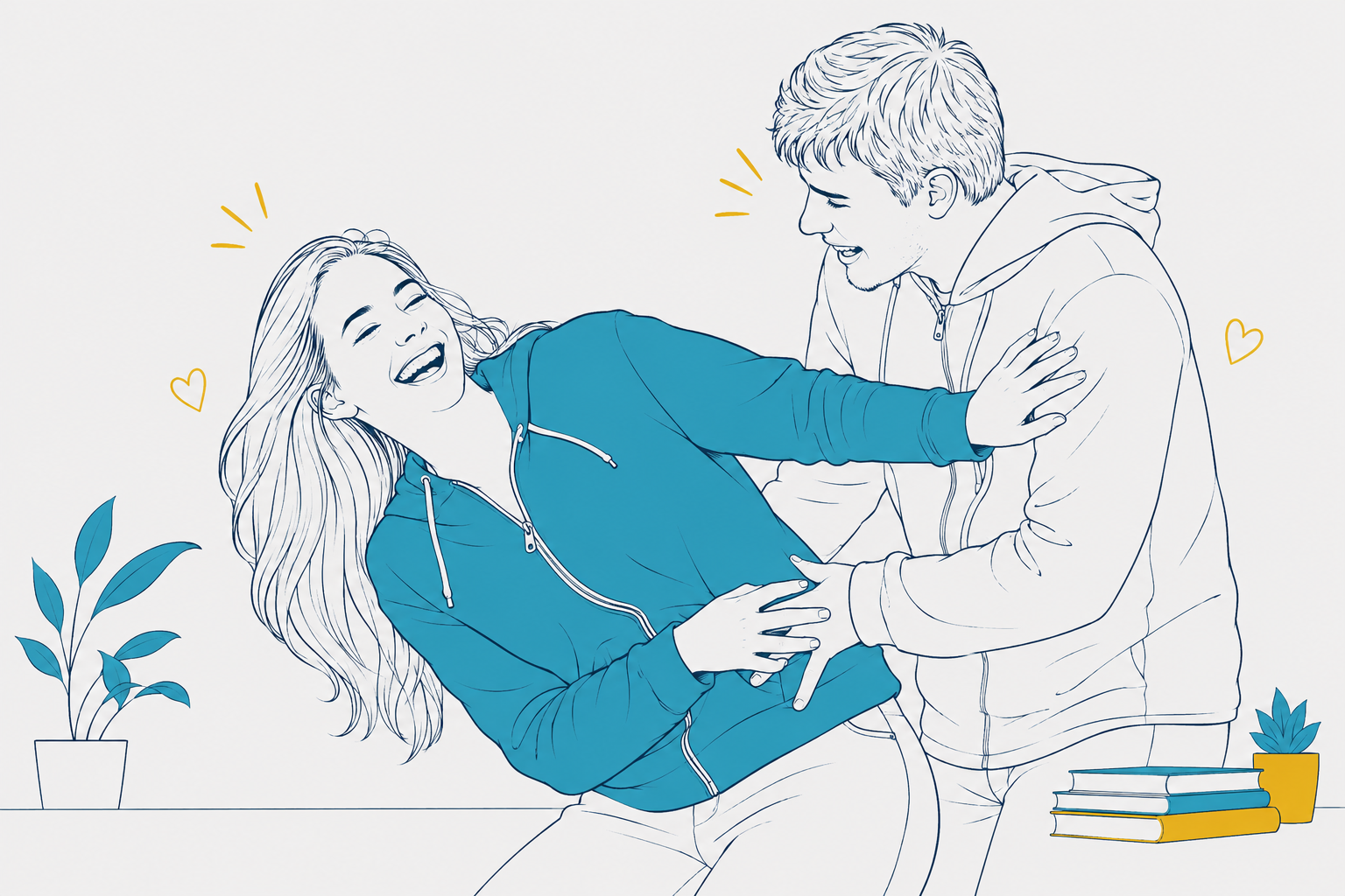 Young Couple Playing Physically On A Beach As A Form Of Attraction