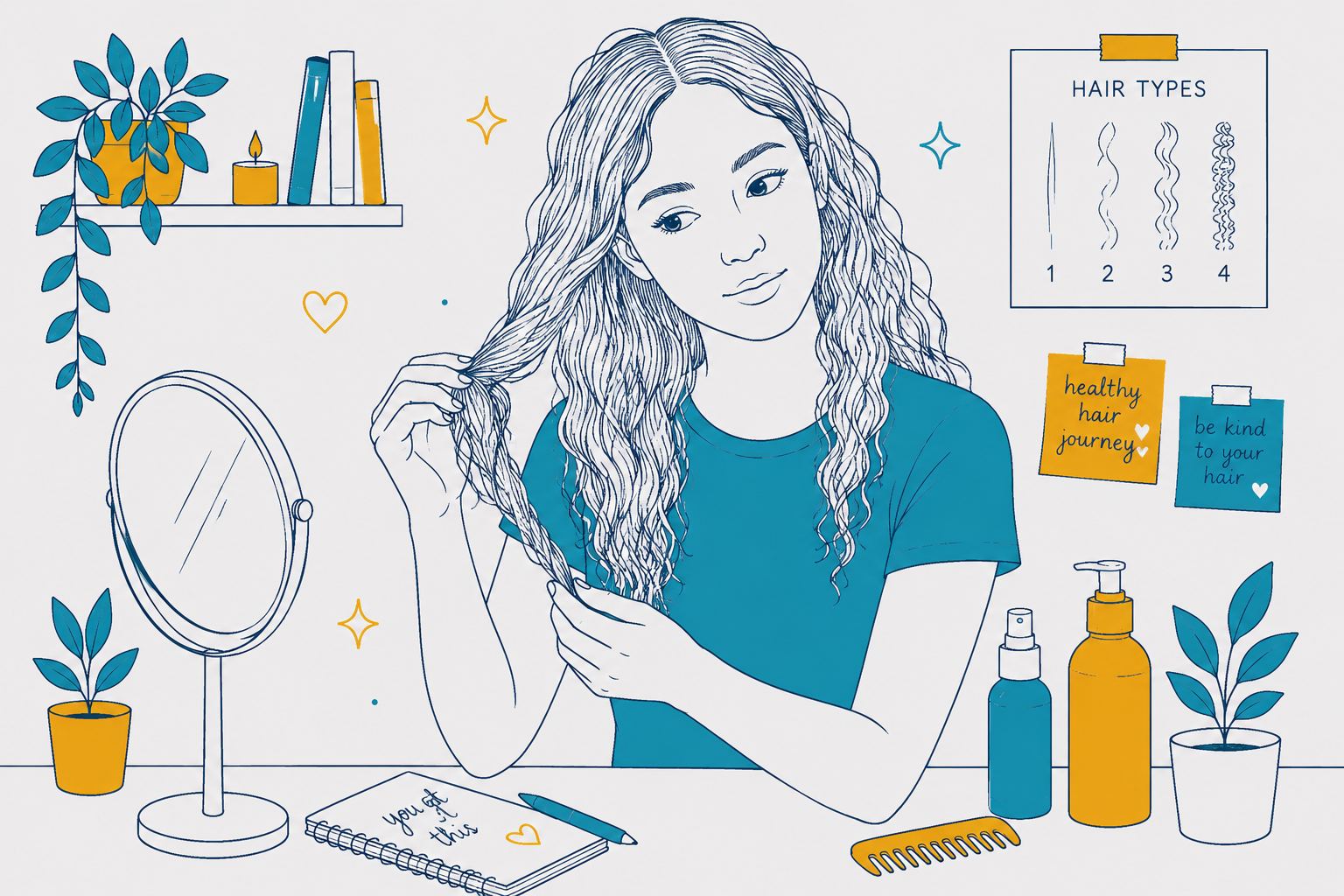 Teenage Girl Trying To Work Out Her Hair Type