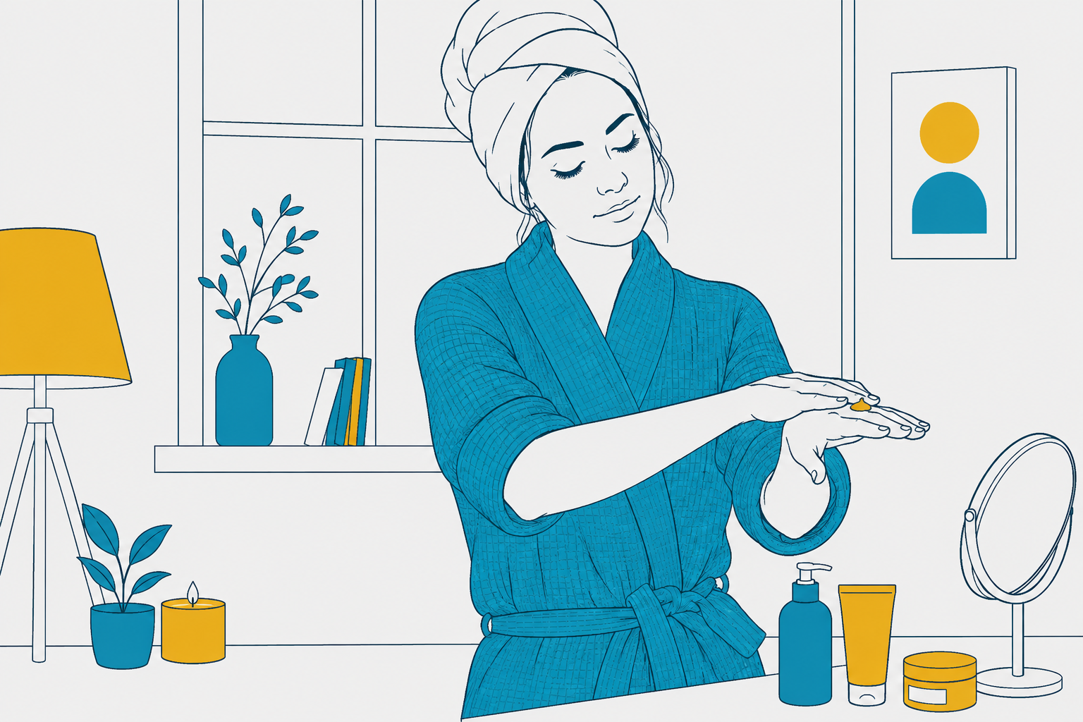 Young Woman Completing Her Nighttime Grooming Routine