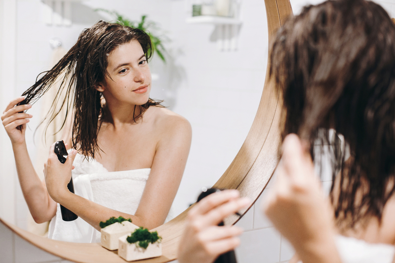Young Woman Starting Her Hair Care Routine