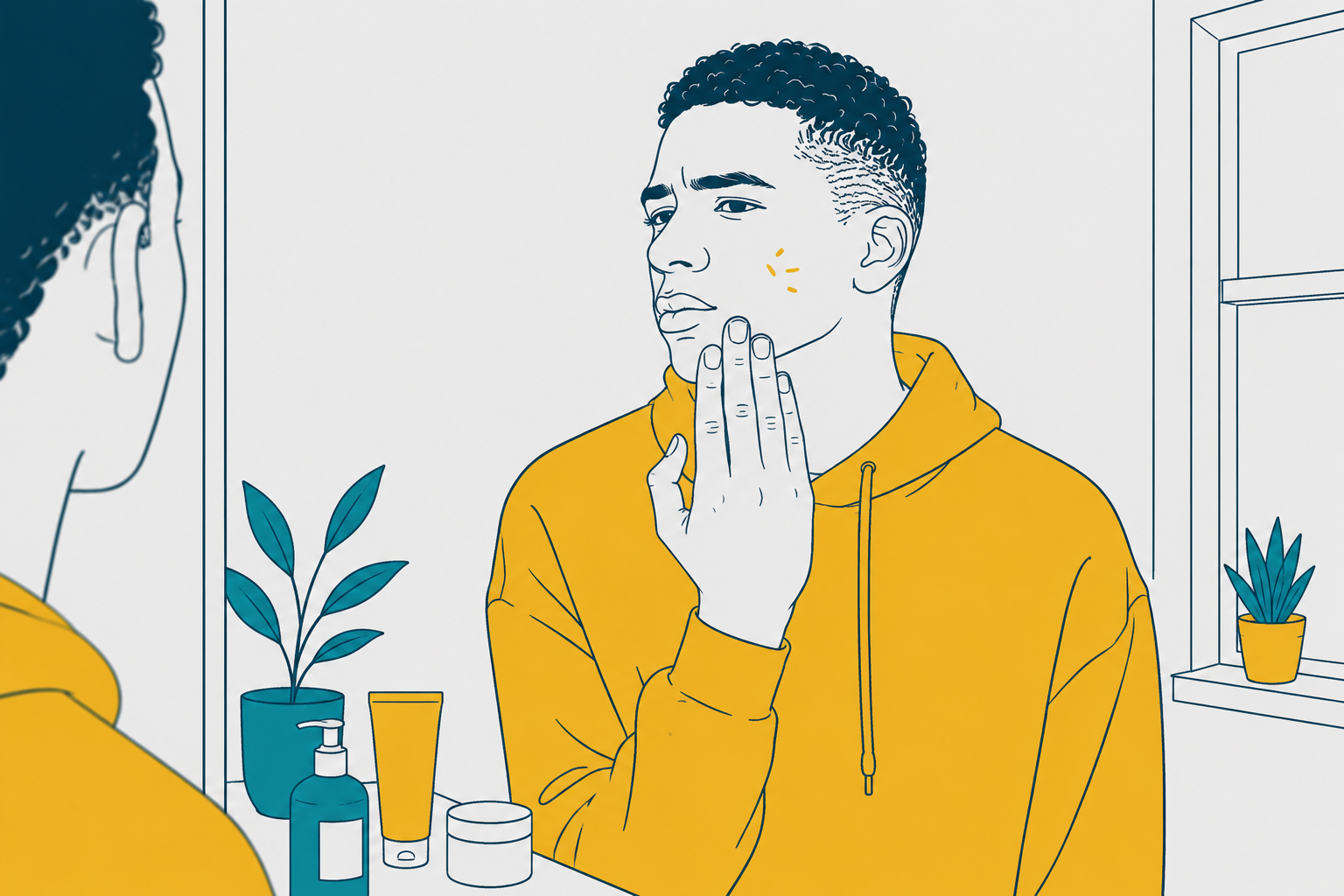 Young Man Checking His Personal Hygiene