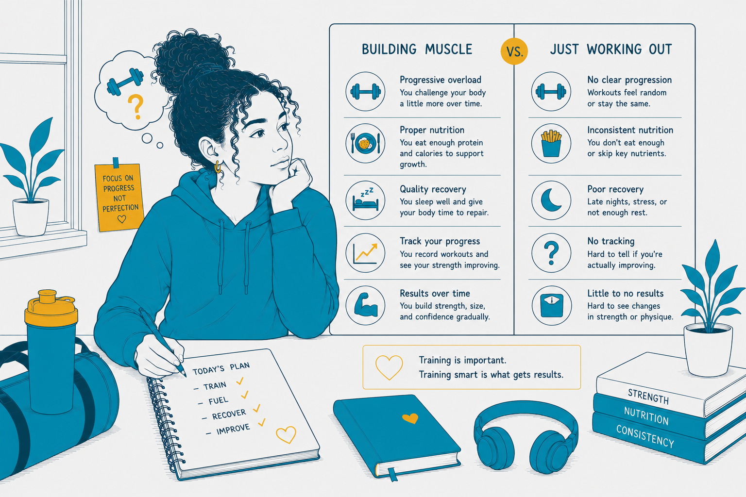 Teenage Girl trying To Work Out If She Is Working Out Properly To Build Muscle