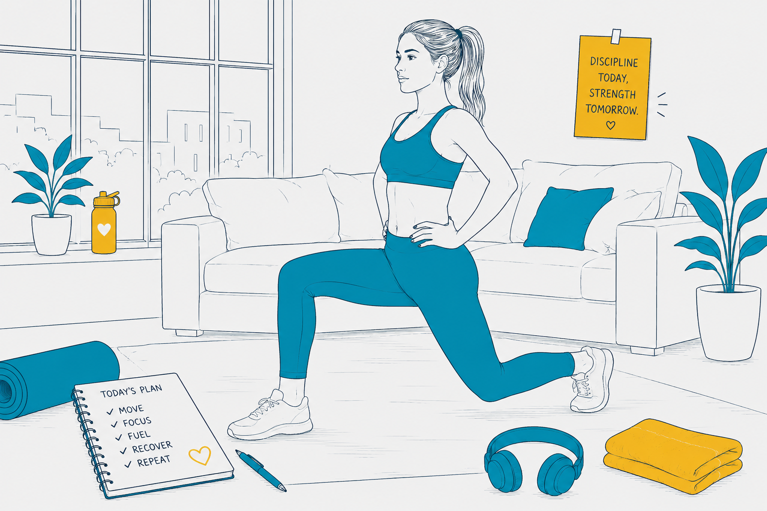 Young Woman Progressing Strength Training At Home