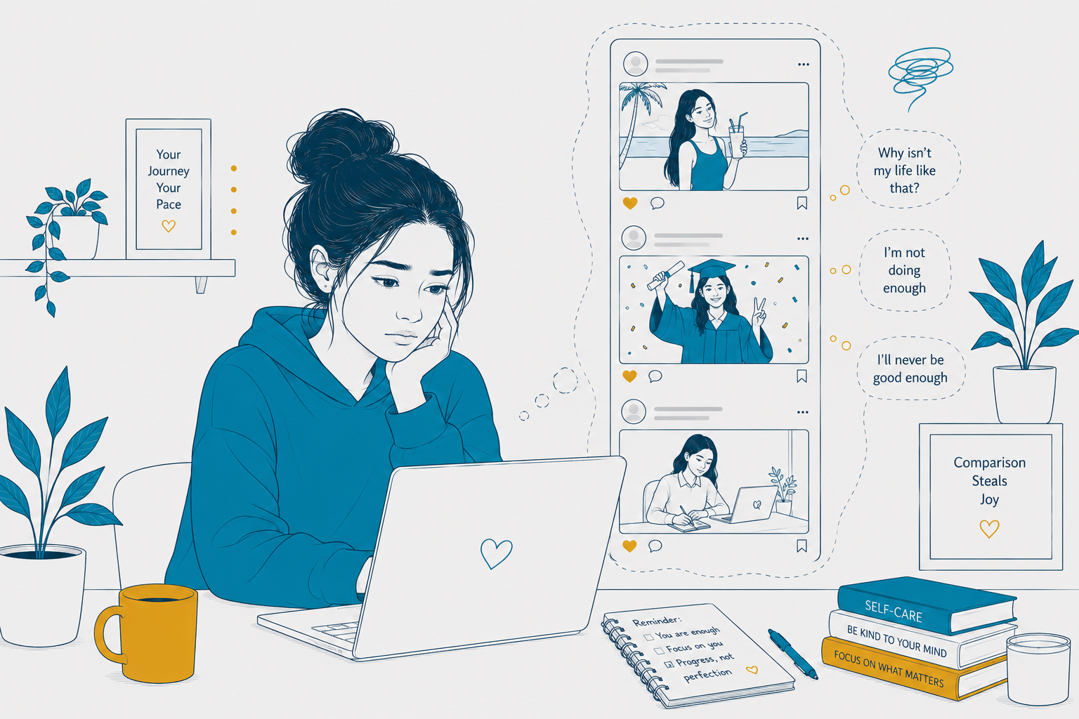 Teenage Girl Looking Stressed With Online Pressue