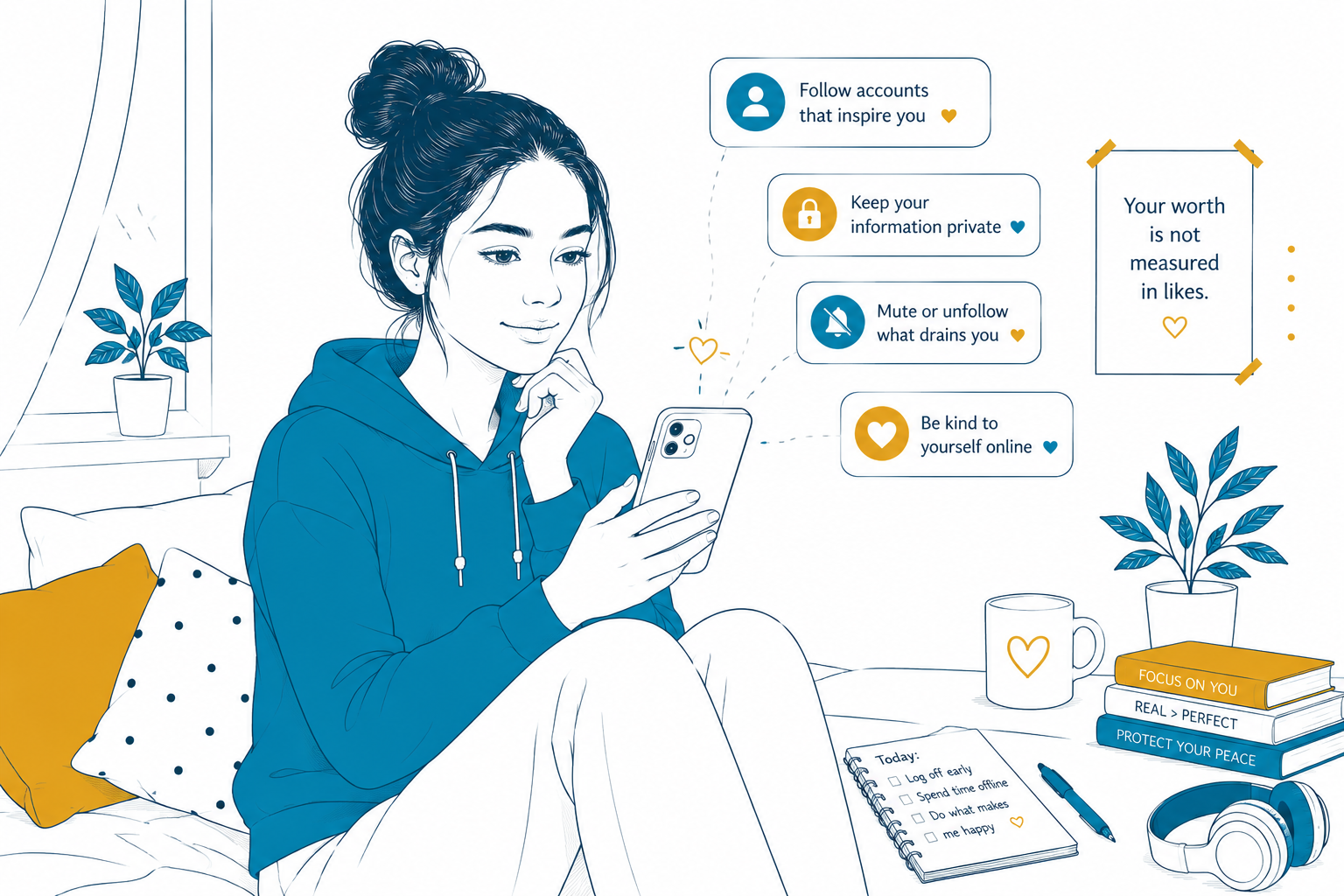Young Woman Using Social Media Sensibly To Protect Self Esteem