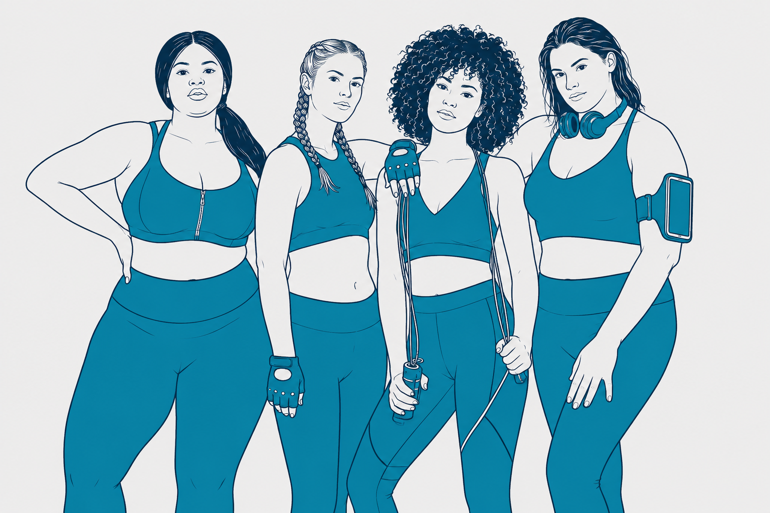 Group Of Young Woman Looking Confident With Fitness