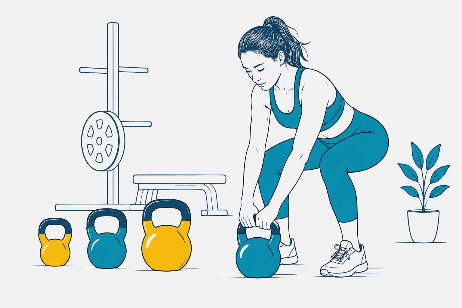 Young Woman Choosing The Workout Equipment She Needs